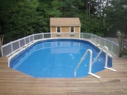36" Vinyl Works Premium Resin Pool Fencing -AquaHaven Shop 24 TAUPE WITH DECK dd02c1b6 3ecf 4e32 ad12 6fd2e91a3c26